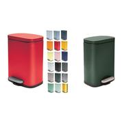 Spirella Akira Set de 2 Papeleras 5 L Inox Rojo y Verde oscuro | tapa con cierre suave, cubo interior extraíble, rojo / verde oscuro