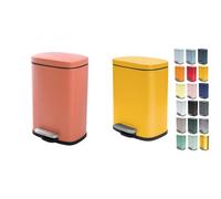 Spirella Akira Set de 2 Papeleras 5 L Inox Terracota y Amarillo | tapa con cierre suave, cubo interior extraíble, terracota / amarillo