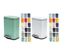 Spirella Akira Set de 2 Papeleras 5 L Inox Verde y Blanco | tapa con cierre suave, cubo interior extraíble, verde / blanco