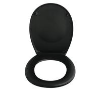 spirella Tapa de inodoro ovalada de alta calidad con acabado mate y cierre lento lento, antibacteriana, duroplast y acero inoxidable, color negro