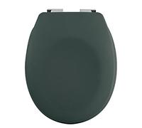 spirella Asiento de inodoro ovalado de alta calidad con acabado mate y cierre lento, antibacteriano, de duroplast y acero inoxidable, color verde oscuro
