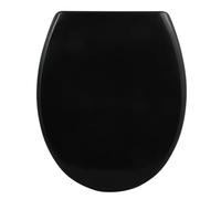 Spirella Asiento de Inodoro Ovalado, función de liberación rápida y Cierre Suave, Tapa de Inodoro antibacteriana de duroplast y Acero Inoxidable extraíble, Color Negro