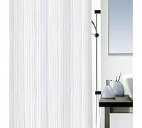 Spirella, Blanco colección Raya, Cortina de Ducha Textil 180 x 200, 100% Polyester, poliéster, 180 cm x 200 cm