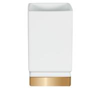 Spirella colección Roma, Portacepillos de Dientes 7x6,5x12 cm, Porcelana, Blanco/Dorado, 7X6.5X12 Cm