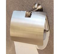 Spirella Campagne Satin Soporte Papel WC con Tapa, Montaje Pared Metal Cepillado