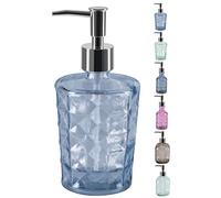 Spirella colección Carla, Dispensador de jabón líquido Ø8,5x18,5 cm (0,4 litros), Vidrio Reciclado, Azul
