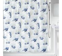 Spirella colección Deep Sea, Cortina de Ducha Textil 180 x 200, 100% Polyester, Azul, poliéster, Agua, 0.5x180x200 cm