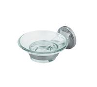 Spirella colección Lagune, Bandeja para Pastilla de jabón con Soporte 11x11x4, Metal Cromado y Vidrio, Gris