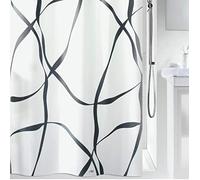 Spirella colección Ribbon, Cortina de Ducha Textil 180 x 200, 100% Polyester, Negro