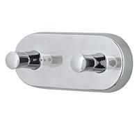 Spirella colección Sidney, Gancho Auxiliar Porta-Toallas Doble 11x4, Metal Cromado Inoxidable y Porcelana, Blanco