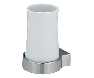 Spirella colección Sidney, Portacepillos de Dientes 8x9,5x14,5, Metal Cromado Inoxidable y Porcelana, Blanco