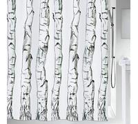 Spirella colección Wood, Cortina de Ducha Textil 180 x 200, 100% Polyester, Negro