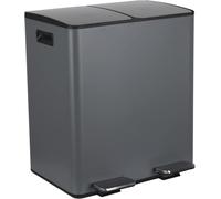 Spirella CUBO BASURA DE 40L PARA RECICLAJE CON PEDAL RETRACTIL MODELO ALIYA EN COLOR GRIS MATE 2 X 20L. CON CAIDA AMORTIGUADA Y 2 CUBOS INTERIORES DE 20L
