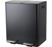 Spirella - Cubo de basura de cocina de 40L (2x20L) de capacidad con pedal - Modelo Aliya - Acero inoxidable cepillado - Tapa de cierre suave - Cubos extraíbles - Asas laterales - Negro Mate