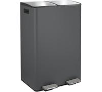 Spirella CUBO BASURA DE 60L PARA RECICLAJE CON PEDAL RETRACTIL MODELO ALIYA EN COLOR GRIS MATE 2 X 30L. CON CAIDA AMORTIGUADA Y 2 CUBOS INTERIORES DE 30L