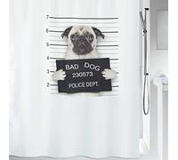 Spirella - Cortina de Ducha con diseño de Carlino y Texto 'Bad Dog', poliéster, 180 x 200 cm, Negro/Blanco