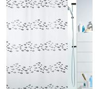 Spirella, Cortina de Ducha de plástico PEVA Impermeable, diseño Elegante, fácil de Limpiar, Ideal para Cuarto de baño, Dimensiones 180 x 200 cm, Color Blanco y Plateado, 180 x 200 cm