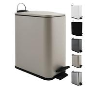 Spirella - Cubo de basura con pedal de 5 litros, modelo Erik, rectangular, cierre suave y silencioso, uso seguro con pedales antideslizantes, color topo mate