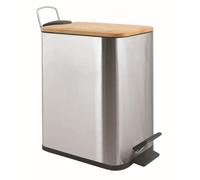 Spirella - Cubo de basura con pedal de 5 litros, modelo Erik, rectangular, cierre suave y silencioso, uso seguro con pedales antideslizantes, cepillado