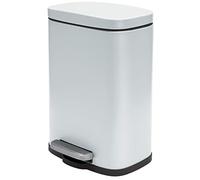 Spirella Cubo de basura con pedal para cocina, 12 litros, cierre suave, cubo interior de plástico, con pedal blanco