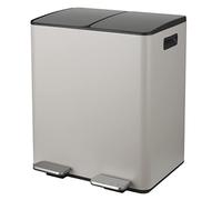 Spirella CUBO BASURA 40L PARA RECICLAJE CON PEDAL RETRACTIL, MODELO ALIYA EN COLOR TOPO MATE 2 X 20L. CON CAIDA AMORTIGUADA Y 2 CUBOS INTERIORES DE 20L