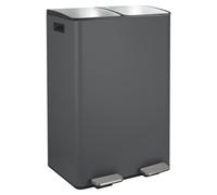 Spirella CUBO BASURA DE 60L PARA RECICLAJE CON PEDAL RETRACTIL MODELO ALIYA EN COLOR GRIS MATE 2 X 30L. CON CAIDA AMORTIGUADA Y 2 CUBOS INTERIORES DE 30L