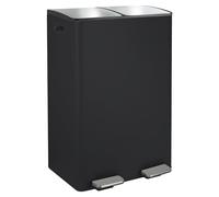 Spirella - Cubo de basura de cocina de 60L (2x30L) de capacidad con pedal - Modelo Aliya - Acero inoxidable cepillado - Tapa de cierre suave - Cubos extraíbles - Asas laterales - Noir Mat