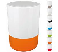 Spirella Design Moji - Cubo de Basura con Pedal para baño, con Tapa basculante, 5 litros con Fondo de Silicona, Color Blanco y Naranja