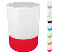 Spirella Design Moji - Cubo de Basura con Tapa basculante (5 L, Base de Silicona), Color Blanco y Rojo