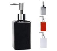 Spirella - Dispensador de jabón cerámico Quadro - Elegante y práctico para tu baño - Fácil de llenar y Usar día a día - Negro