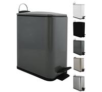 Spirella SP2679 Erik Basura para baño (5 L, Acero Inoxidable, con Descenso automático y Cubo Interior, Cierre Suave), Color Gris, Plástico