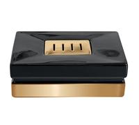 Spirella colección Roma, Bandeja para Pastilla de jabón 4,5 x 8,0 x 12,0 cm, Gres, Multicolor, Negro/Dorado, 4.5 X 8.0 X 12.0 Cm