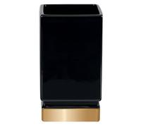 Spirella colección Roma, Portacepillos de Dientes 7x6,5x12 cm, Gres, Multicolor, Negro/Dorado, 7X6.5X12 Cm