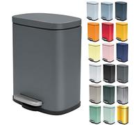 Spirella Papelera Akira de 5L de capacidad con pedal, en color gris mate. Con cierre amortiguado y cubo interior Colección, 21.4X17.6X30 Cm