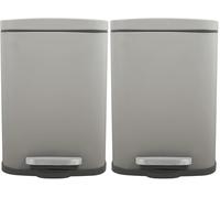 Spirella Papelera Akira de 5L de capacidad con pedal, en color Topo mate. Con cristal acolchado e interior Colección Cubo, 21,4X17,6X30 Cm (Paquete de 2)