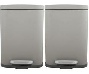 Spirella Papelera Akira de 5L de capacidad con pedal, en color Topo mate. Con cristal acolchado e interior Colección Cubo, 21,4X17,6X30 Cm (Paquete de 2)