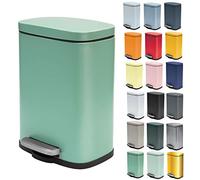 Spirella Papelera Akira de 5L de capacidad con pedal en color Verde claro mate. Con cierre amortiguado y cubo interior Colección, 21.4X17.6X30 Cm