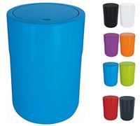 Spirella - Papelera de baño Cocco - Tapa giratoria con aro portabolsas - Ideal para cosméticos - Azul - 5 L