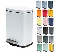 Spirella - Papelera de Baño con Pedal Modelo Modelo Akira - Acero Inoxidable de Alta Gama - Cierre Silencioso Easy-Close - Fácil de Limpiar - Color Blanco Mate - 5L