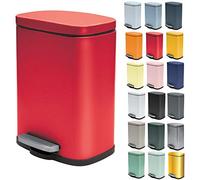 Spirella - Papelera de Baño con Pedal Modelo Modelo Akira - Acero Inoxidable de Alta Gama - Cierre Silencioso Easy-Close - Fácil de Limpiar - Color Rojo Mate - 5L