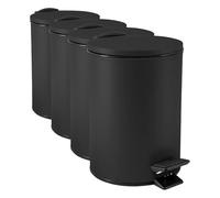 Spirella - Papelera de pedal Adelar - Acero mate - Cierre lento y silencioso - Revestimiento antihuellas - Diseño moderno y elegante - Negro mate - 3 L (Paquete de 4)