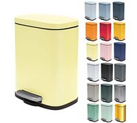 Spirella Papelera Akira de 5L de capacidad con pedal, en color Amarillo mate. Con cierre amortiguado y cubo interior Colección, 21.4X17.6X30 Cm