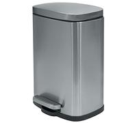 Spirella SP2703 Cubo de Basura de 12 litros Cierre Suave, Interior de plastico con Pedal, Color Plateado, Cromado