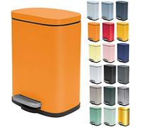 Spirella - Papelera de pedal AKIRA para baño - Acero inoxidable - Cierre silencioso y fácil de cerrar - Naranja mate - 5 l