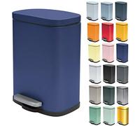 Spirella Papelera Akira de 5L de capacidad con pedal, en color Azul oscuro mate.Con cierre amortiguado y cubo interior Colección, 21.4X17.6X30 Cm