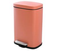 Spirella - Papelera de pedal de acero AKIRA - Diseño rectangular moderno con revestimiento antihuellas - Cierre lento y silencioso - Terracota mate - 5 L