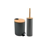 Spirella Set Cubo de Basura con Pedal 3L y escobilla Adonis Gris Oscuro Mate