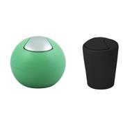 Spirella Set de 2 Papeleras 1 L Verde y Negro | tapa con cierre suave, cubo interior extraíble, verde / negro