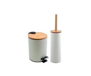 Spirella Set Papelera con Pedal 3L y escobilla Adonis Blanco Mate