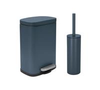 Spirella Set Papelera con Pedal 5L y escobilla Akira Matte Gasolina